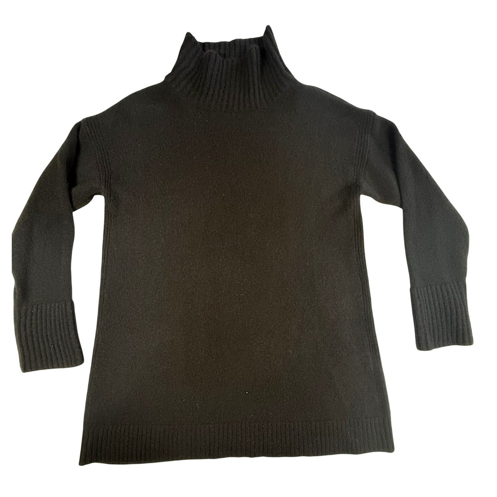 Ann‎ Taylor 100% Cashmere Turtleneck Sweater Women Sz M Black Minimalist Capsule